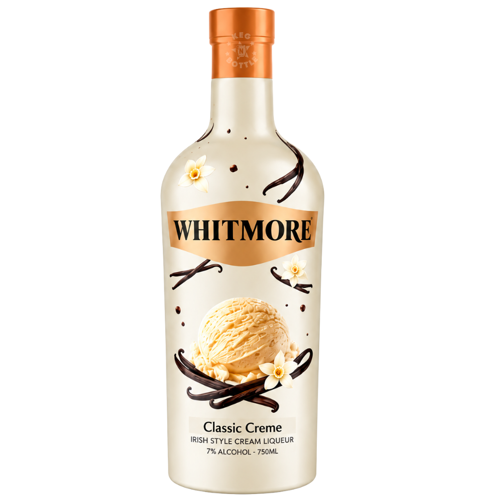 Whitmore Classic Creme Irish Style Cream Liqueur 750mL bottle with vanilla and cream