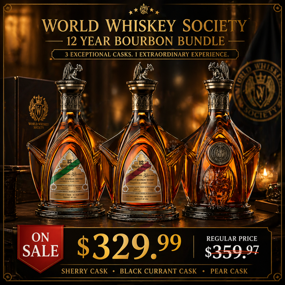 World Whiskey Society 12 Year Sherry, Black Currant & Pear Cask Bourbon Bundle (3x750mL)