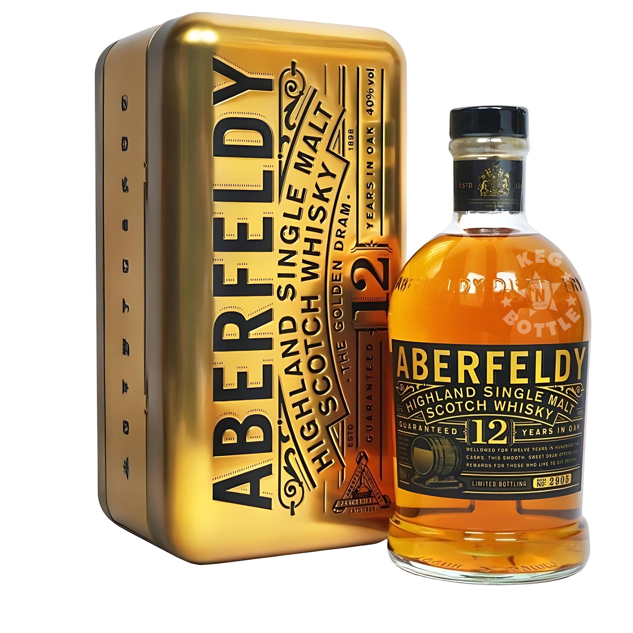 Aberfeldy 12 Year Old Gold Bar Whiskey Gift Pack (750ml) | Keg N Bottle
