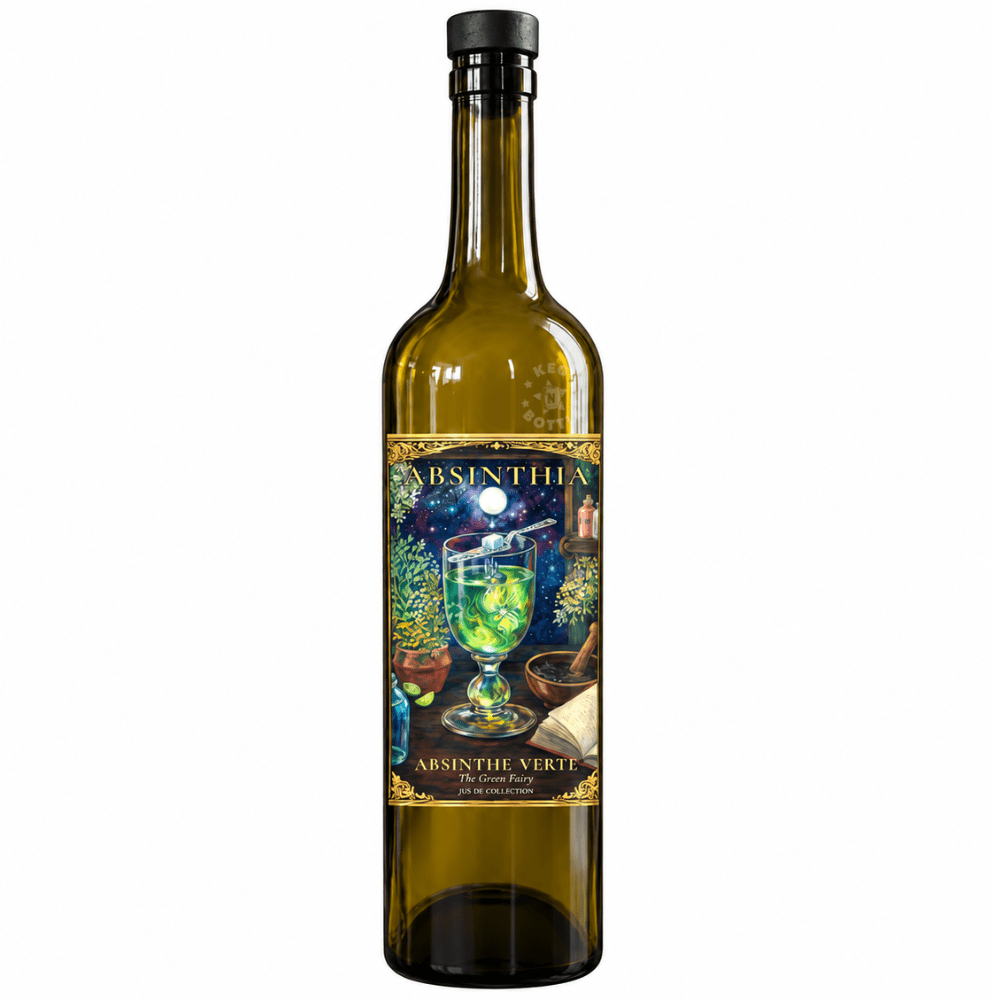 Absinthia's Bottled Spirits Absinthia Absinthe Verte 750mL bottle with decorative botanical label.