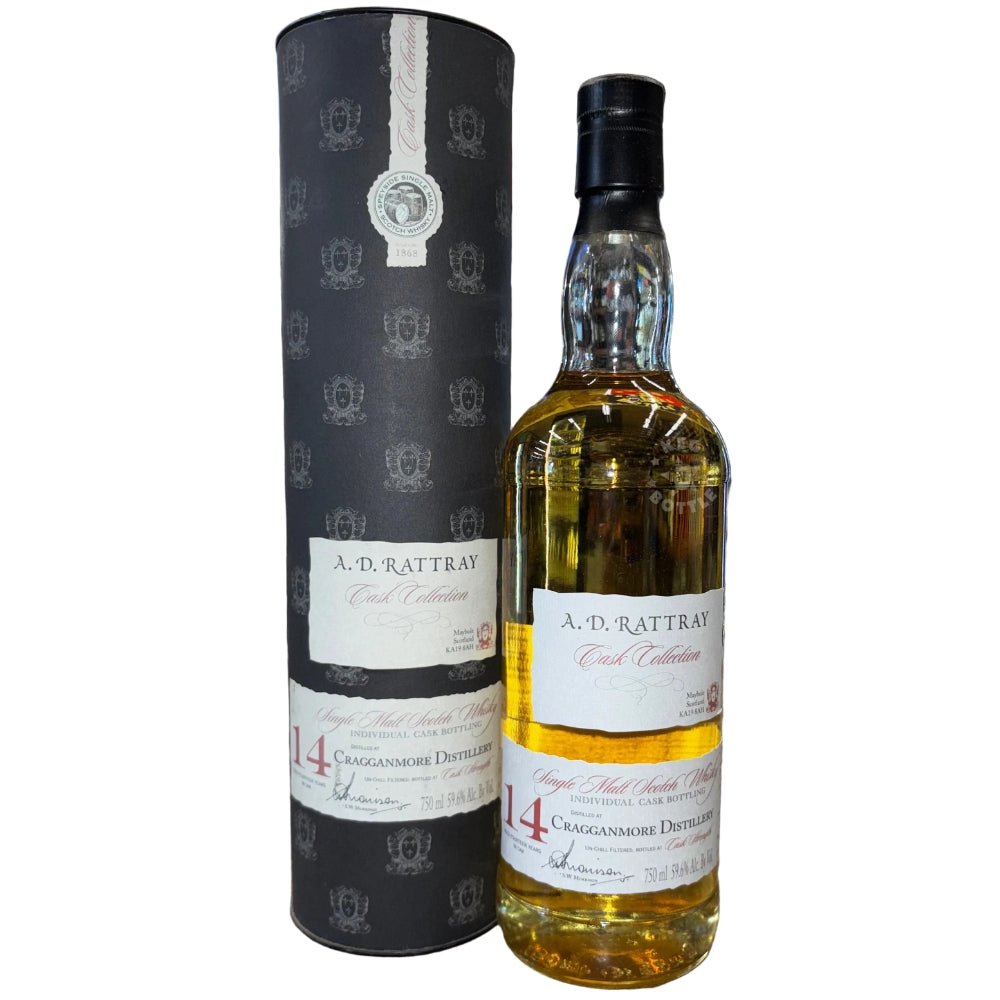 A D Rattray Cragganmore 14 Year Old Cask Collection single malt Scotch whisky bottle with tube Speyside Scotland