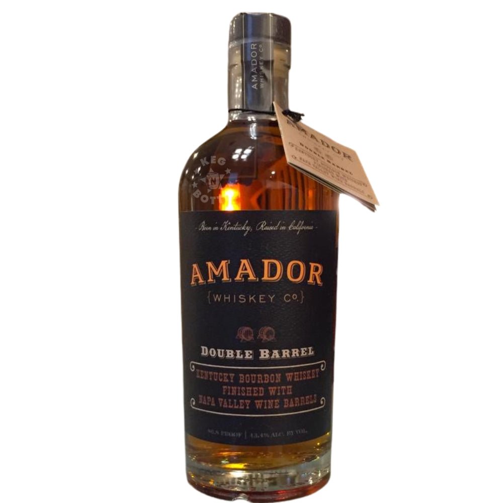 Amador Double Barrel Bourbon Whiskey 750 ml bottle close-up