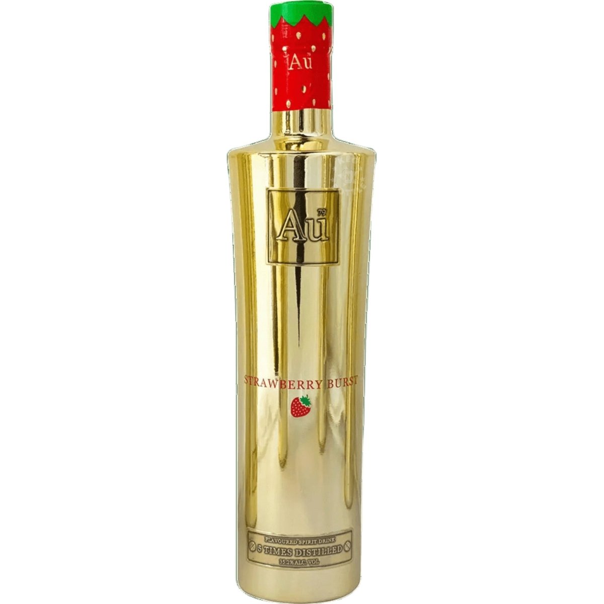 Au Strawberry Burst Vodka 750ml bottle with gold finish and red cap