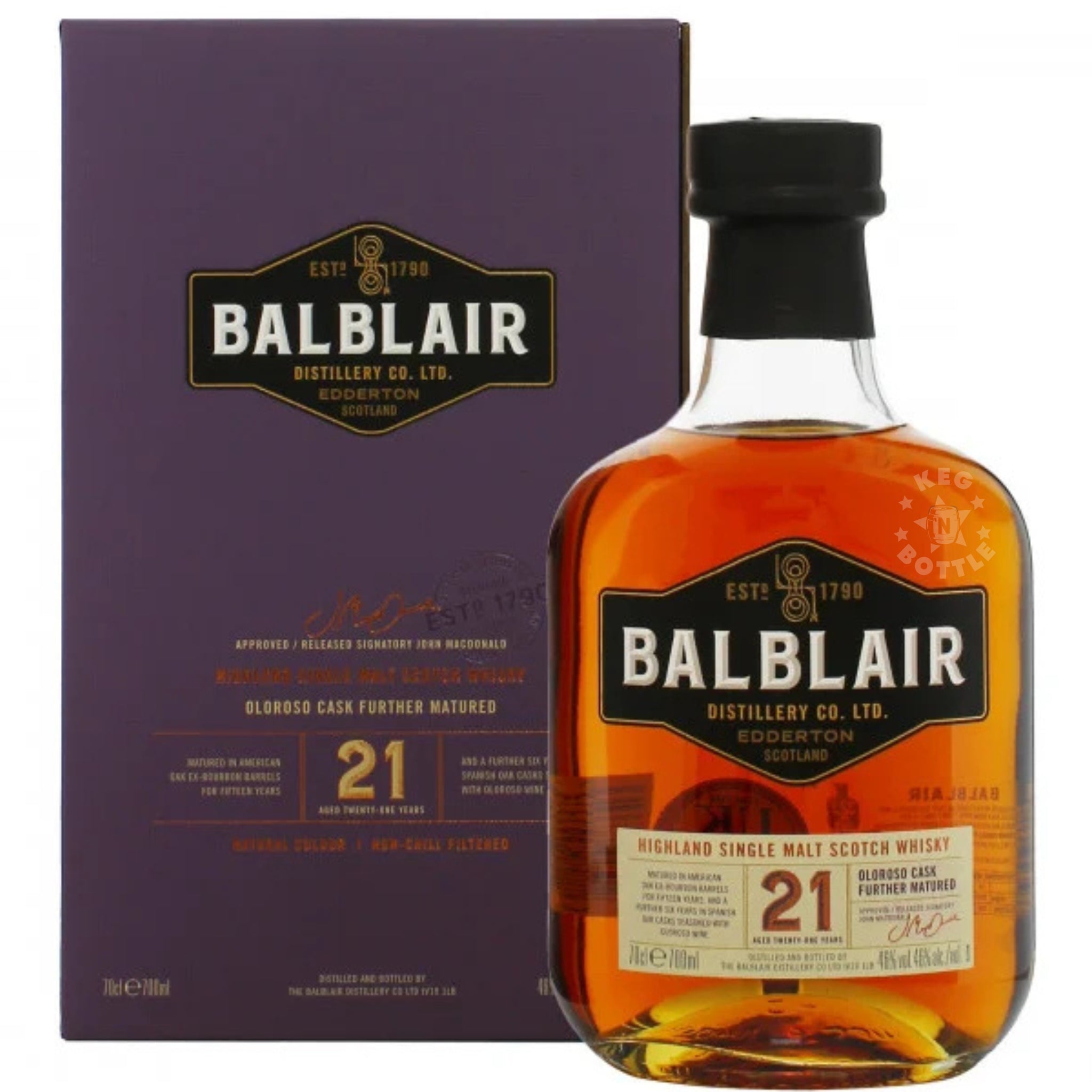 Balblair 21 Year Single Malt Scotch Whiskey (700 ml) - Keg N Bottle