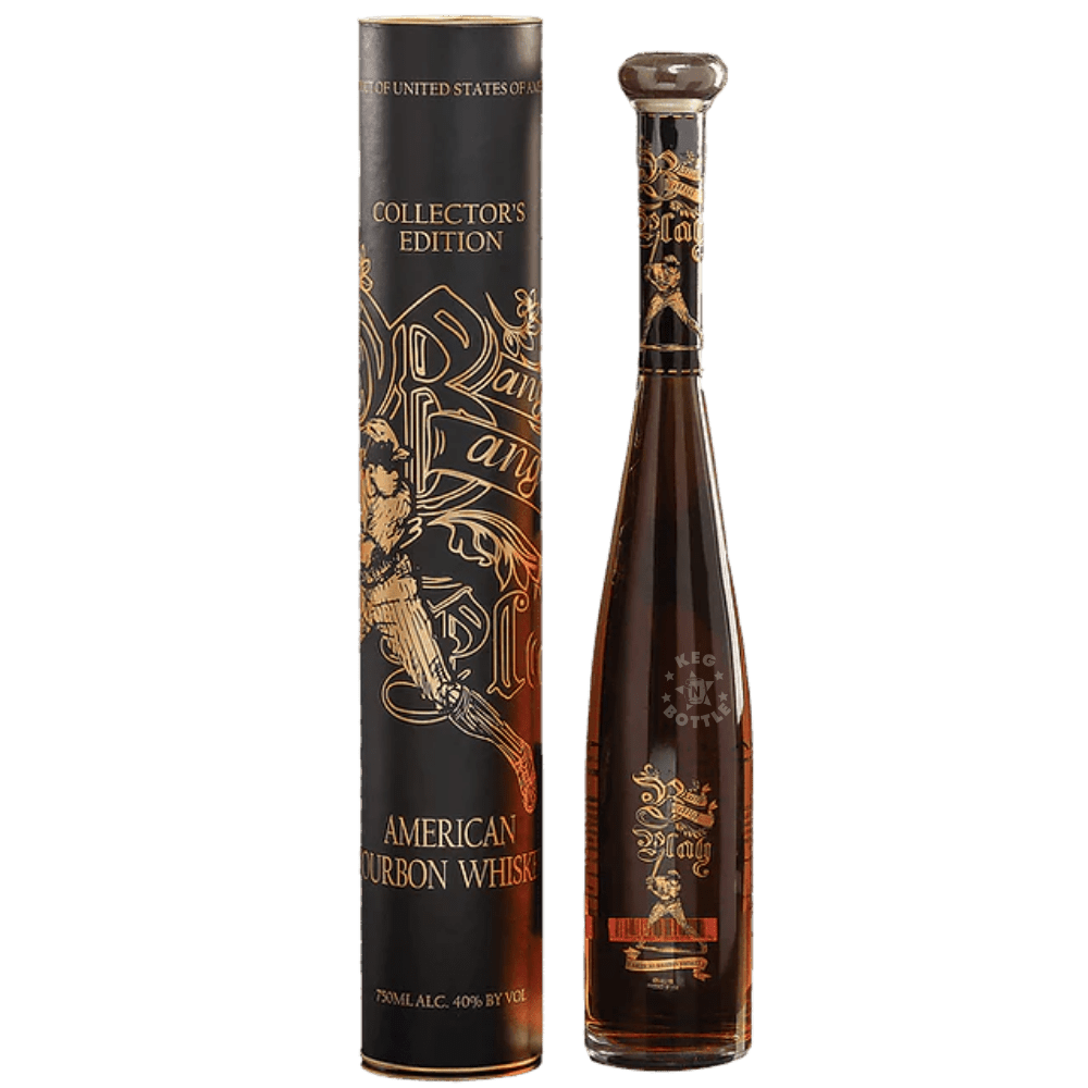 Bang Bang Play American Bourbon Whiskey Collector’s Edition black and gold tube packaging