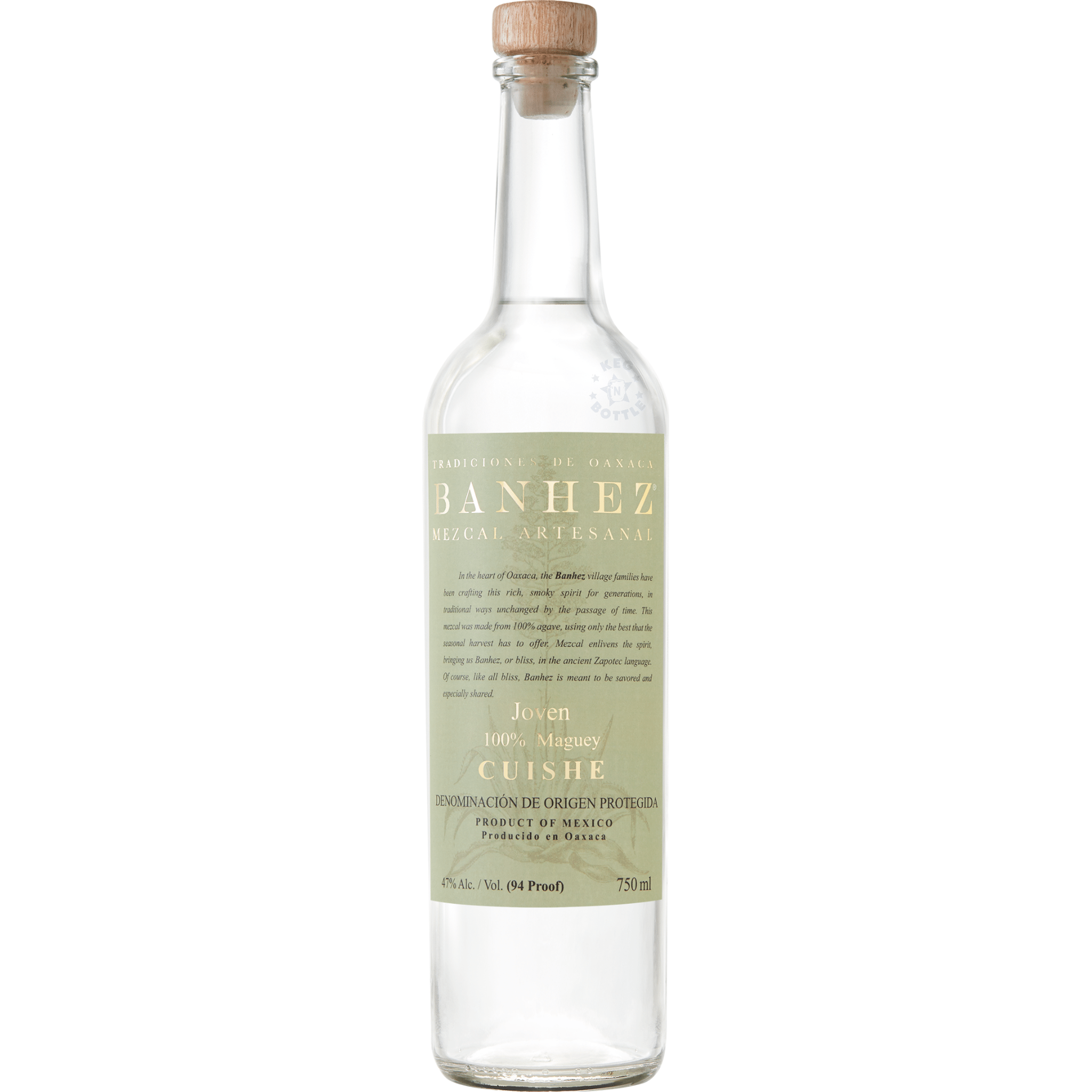 Banhez Artesanal CUISHE Mezcal Joven (750ml) | Keg N Bottle
