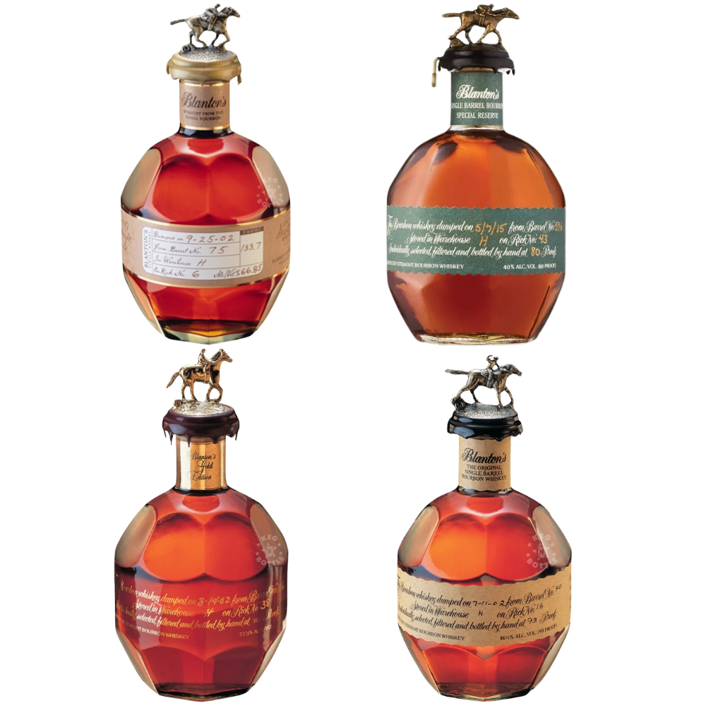 Blanton’s Bourbon Bundle with Gold Edition, Original, Straight From The Barrel, and Green Label bottles