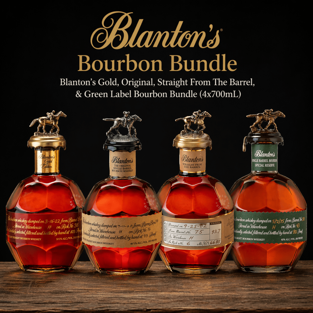 Blanton’s Gold, Original, Straight From The Barrel, & Green Label Bourbon Bundle
