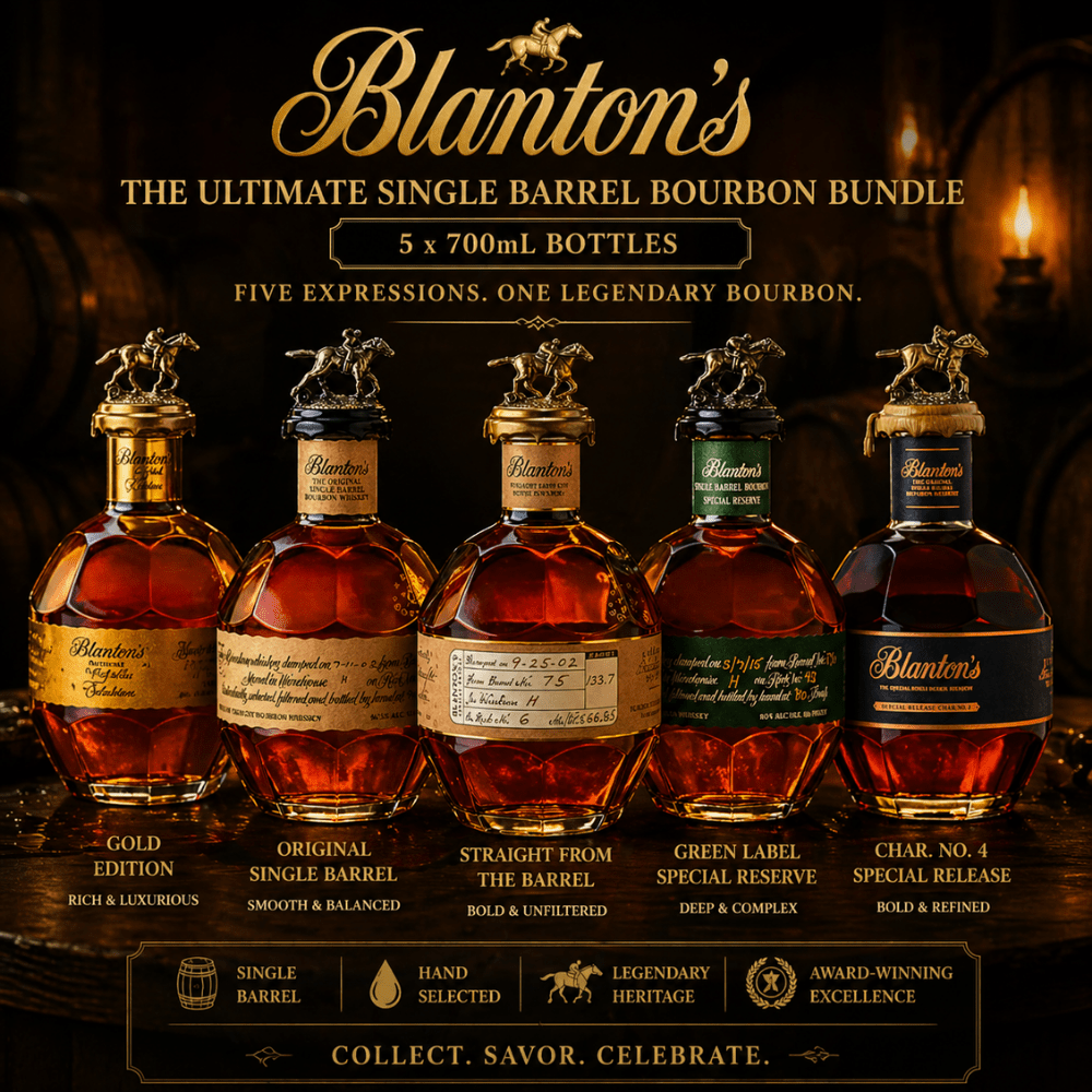 Blanton’s Gold, SFTB, Original, Green & Char No.4 Bourbon Bundle (700mL) | Keg N Bottle
