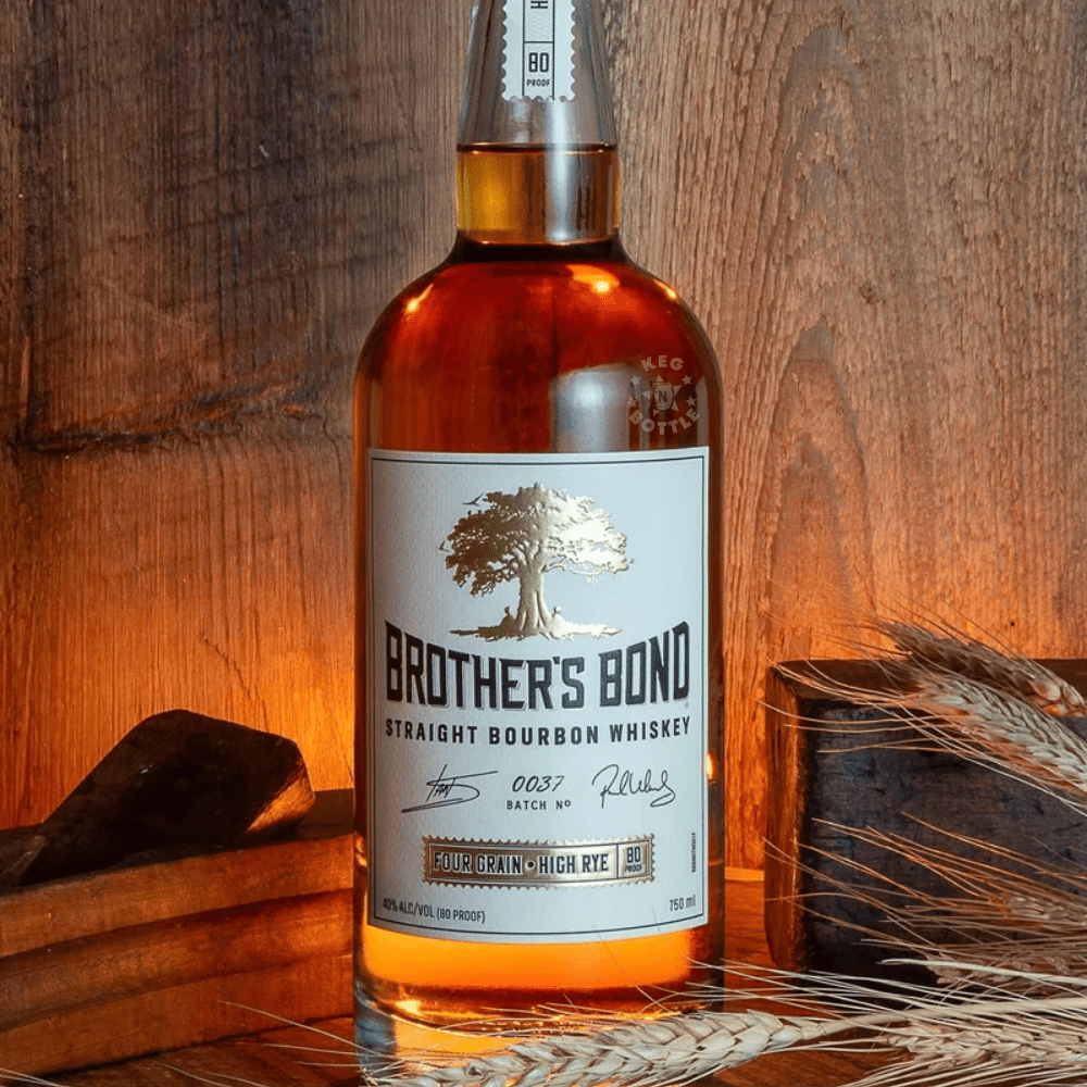 Brother's Bond Four Grain High Rye Straight Bourbon Whiskey Batch 0037 750mL bottle, bottled at 40% ABV and 80 proof. 2