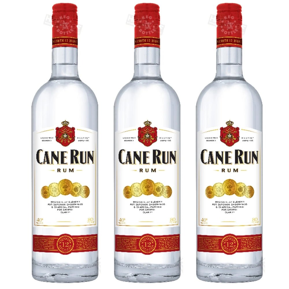 Three bottles of Cane Run Estate White Trinidad Rum 750ml displayed as a combo pack