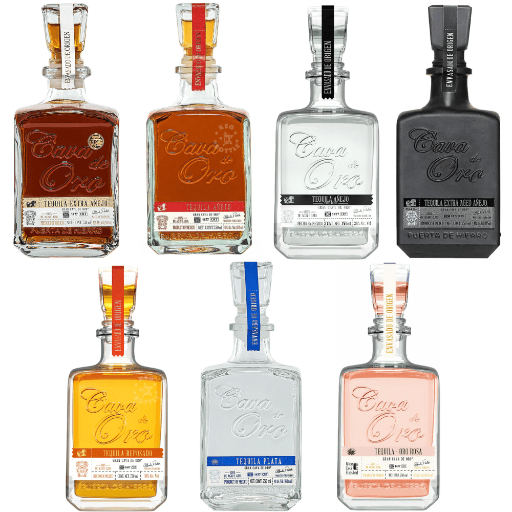 Cava de Oro Tequila Collection 7x750mL combo pack featuring seven premium Cava de Oro tequila expressions.