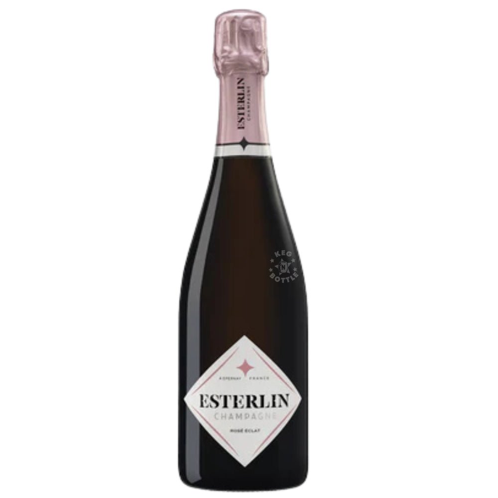 Champagne Esterlin Éclat Rosé 750 mL bottle with deep pink hues