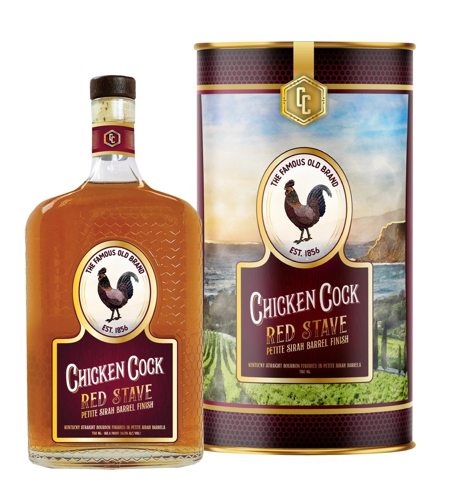 Chicken Cock Red Stave Petite Sirah Barrel Finish Kentucky Straight Bourbon Whiskey (750 ml) | Keg N Bottle