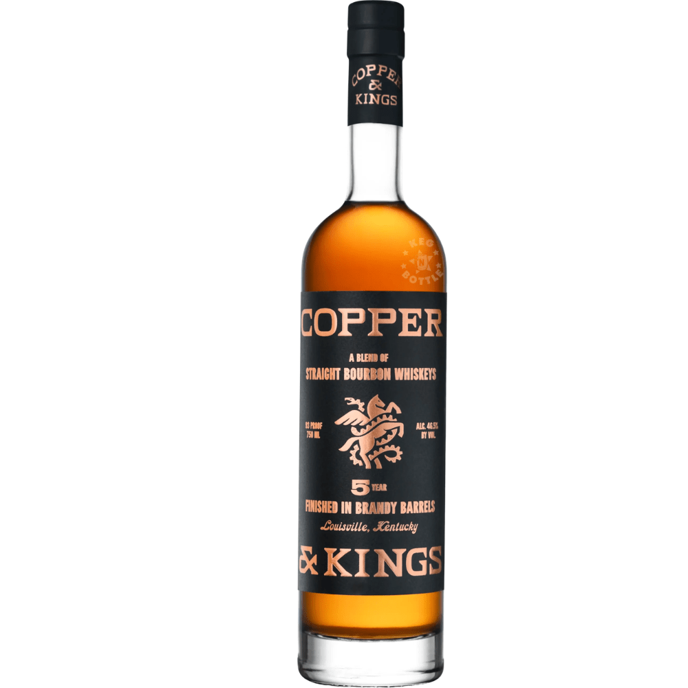 Copper & Kings 5 Year Brandy Barrel Finished Straight Bourbon Whiskey 750mL bottle at 93 proof.