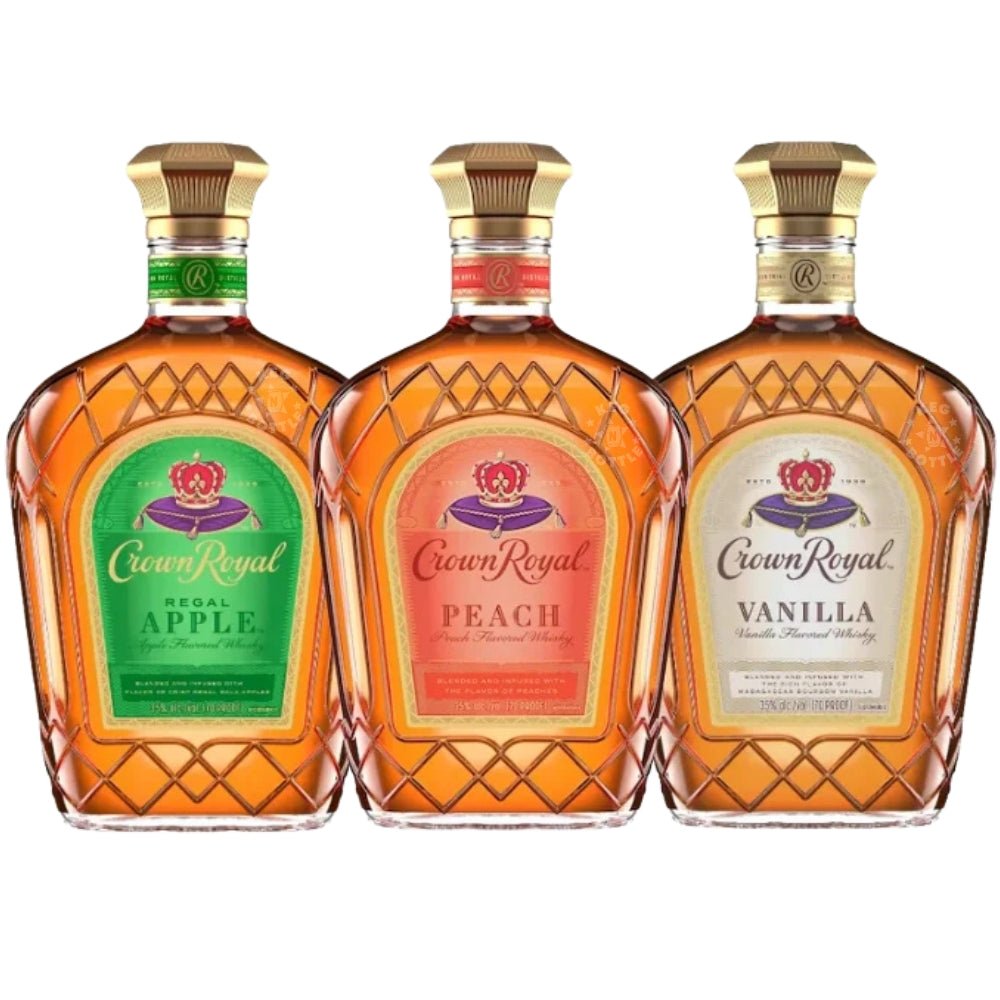 Crown Royal Flavor Series Bundle with Apple, Peach, and Vanilla bottles