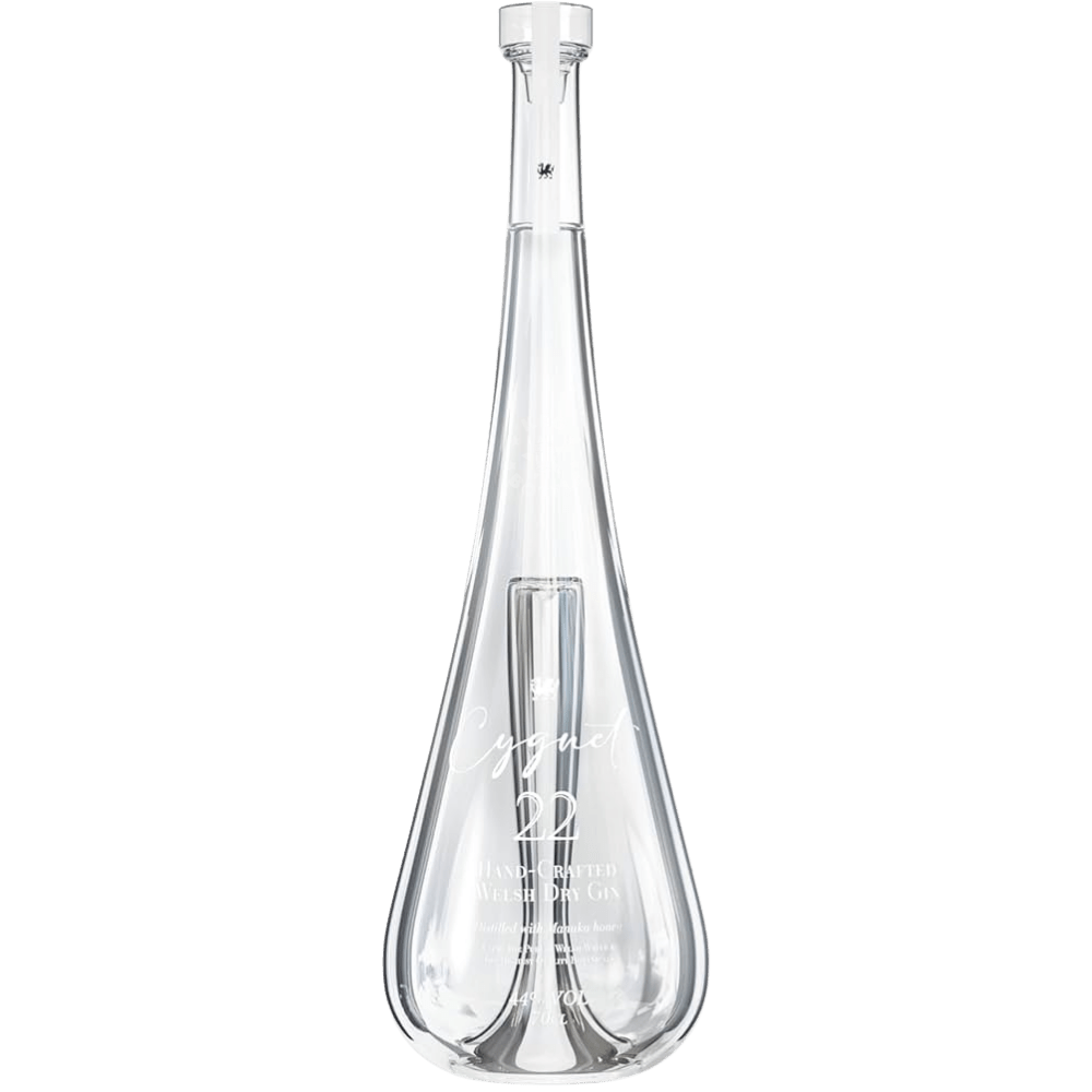 Cygnet 22 Welsh Dry Gin distilled with Manuka honey 700mL luxury glass bottle.