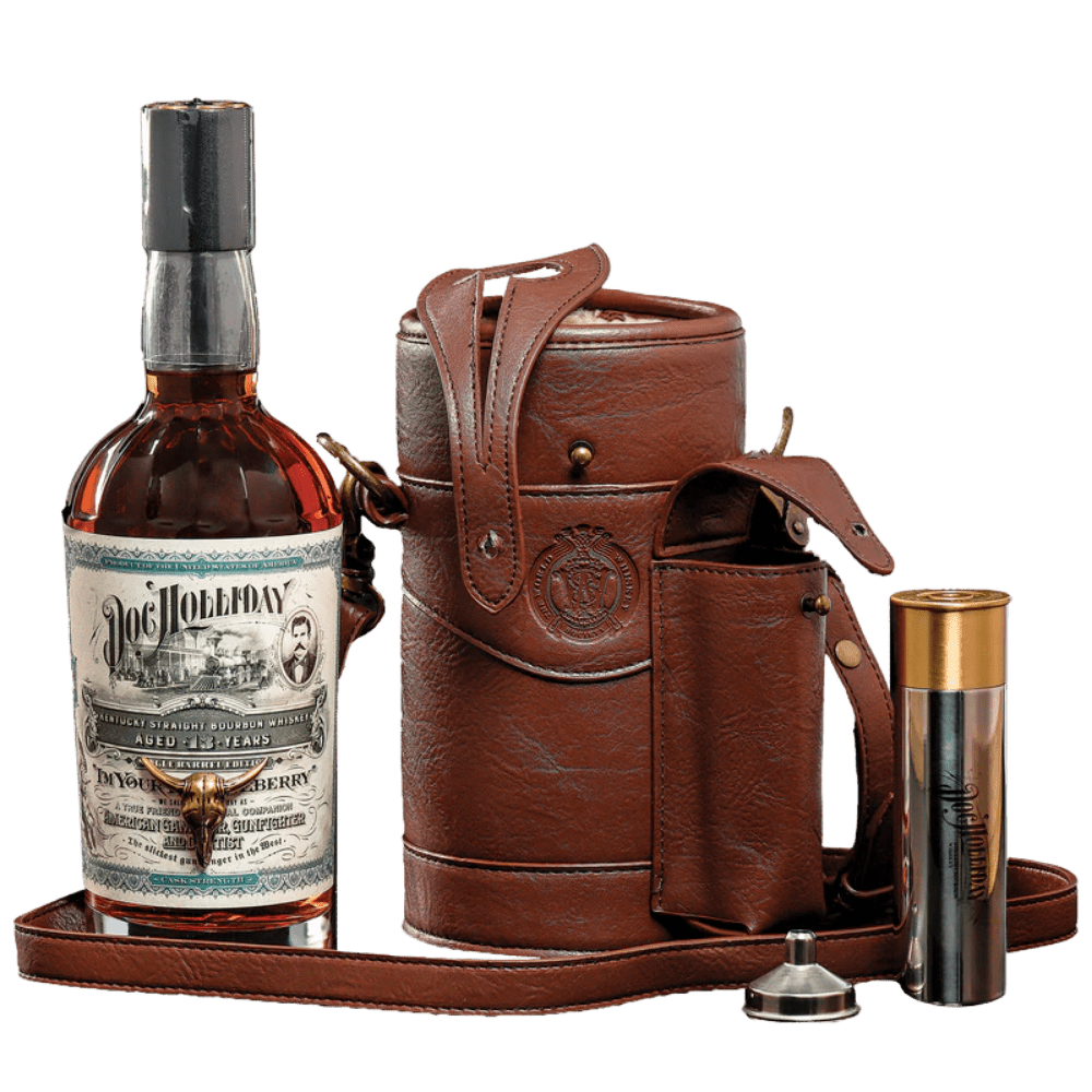 Doc Holliday Hunter Bag w/ Bullet Flask Bourbon 13 Year (700 mL) | Keg N Bottle