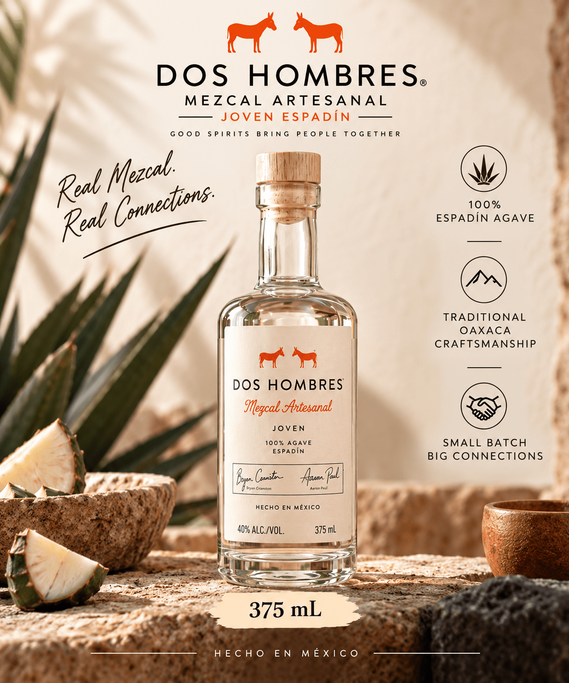 Dos Hombres Mezcal Artesanal Joven Espadin (375 mL) | Keg N Bottle