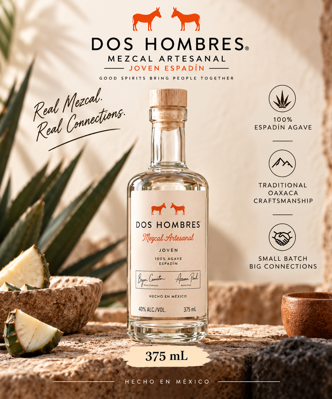 Dos Hombres Mezcal Artesanal Joven Espadin (375 mL)