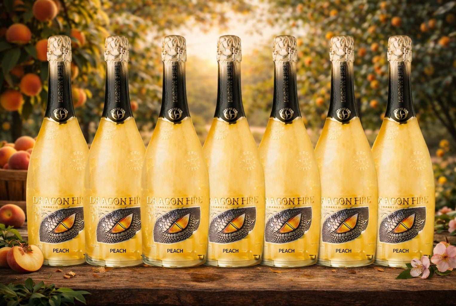 Dragon Fire Peach Wine Bundle PAck of 7 with Background