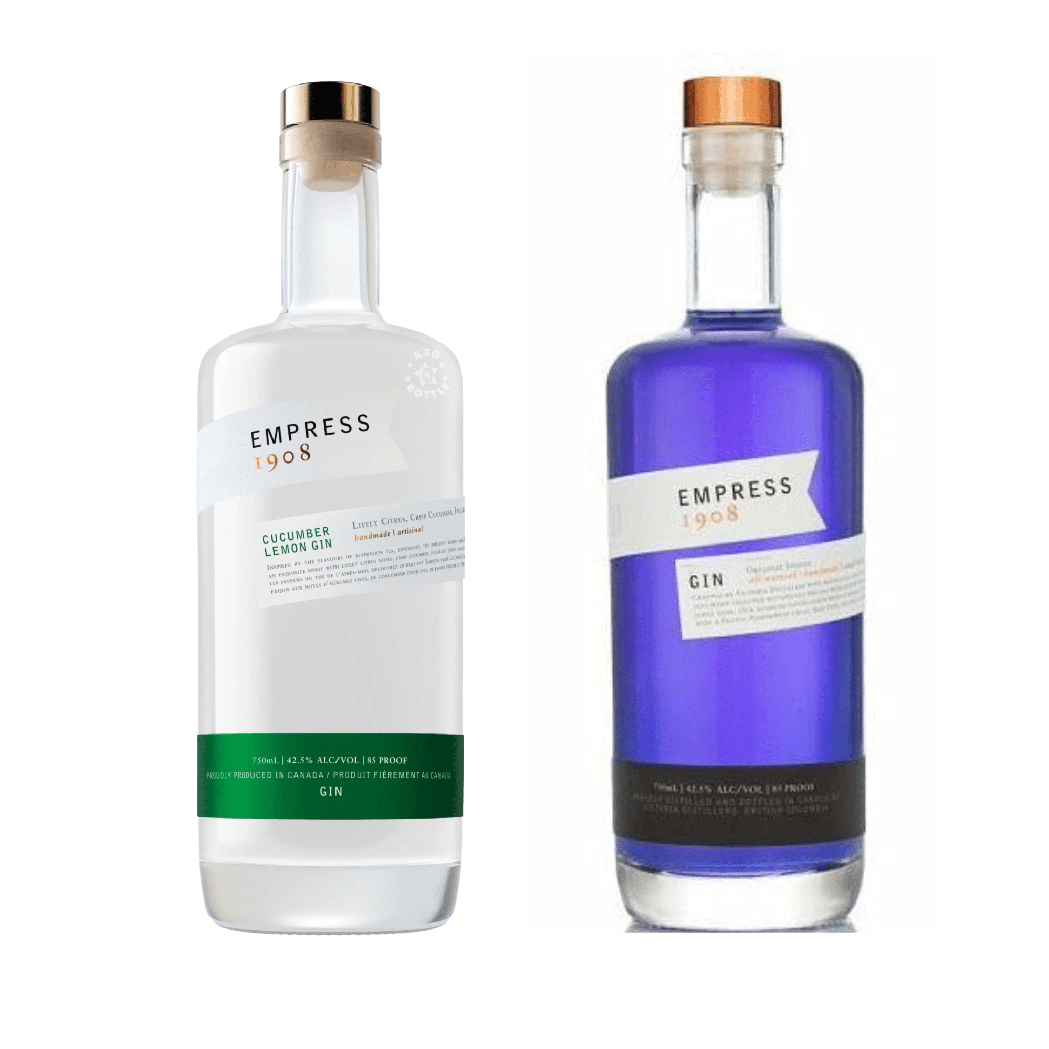 Empress 1908 Indigo Gin & Cucumber Lime Gin Combo Pack (2x750mL) | Keg N Bottle