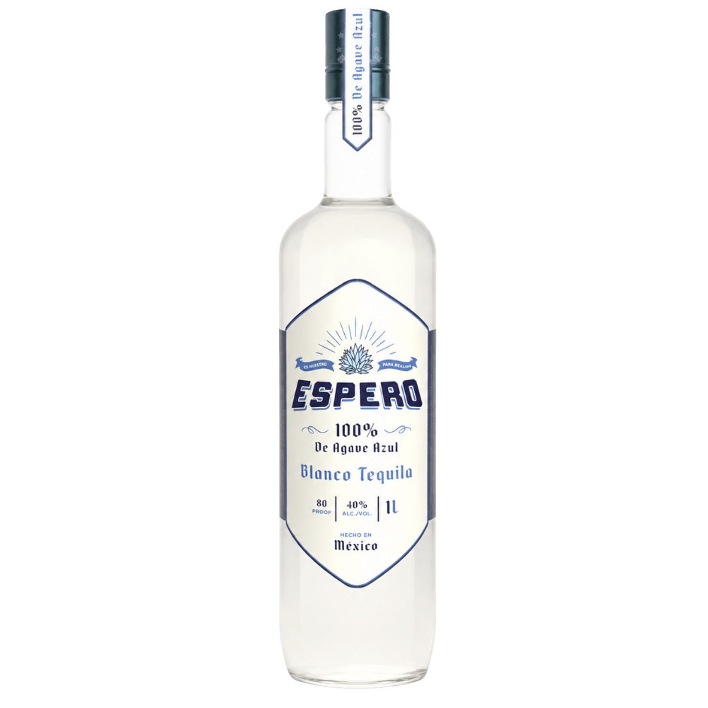 Espero 100% De Agave Azul Blanco Tequila 1L bottle made from 100% Blue Agave and crafted in Mexico.