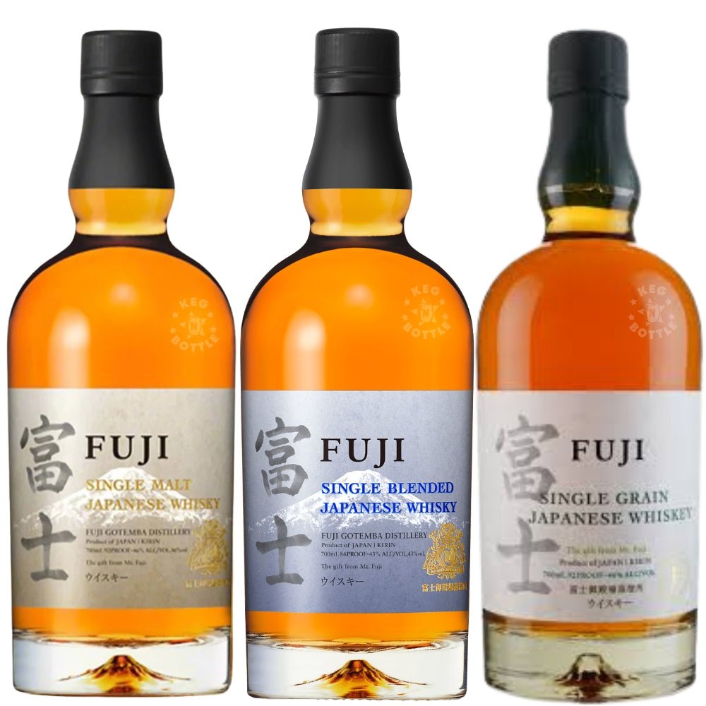 Fuji Japanese Whisky Collection 3-Pack featuring Blended, Single Grain, and Single Malt bottles (3 x 700 ml)