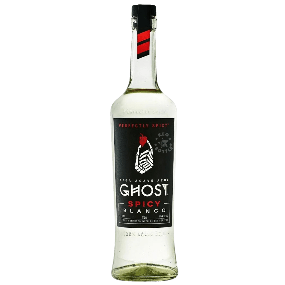 Ghost Spicy Blanco Tequila 750mL bottle made from 100% Blue Agave and infused with ghost pepper for a smooth, spicy finish.