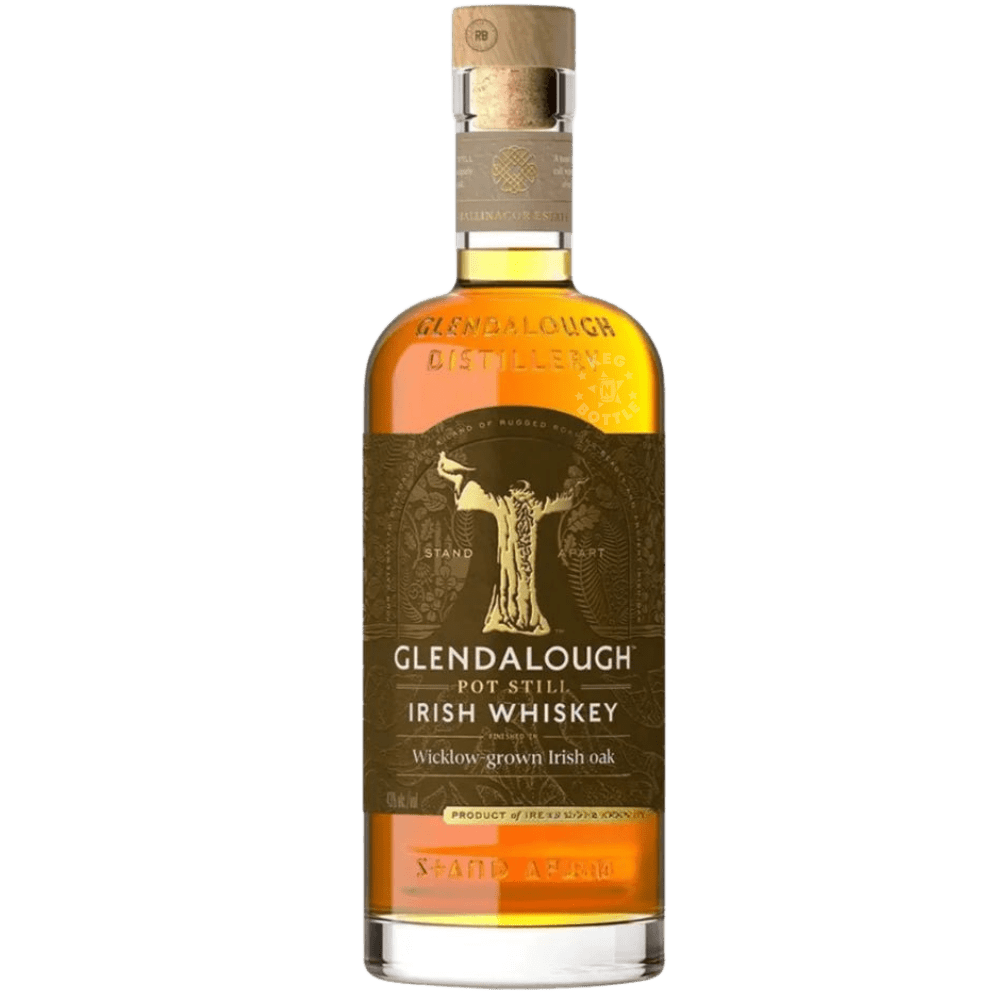 Glendalough Pot Still Wicklow Grown Irish Oak Whiskey 750mL bottle featuring an Irish oak cask finish.