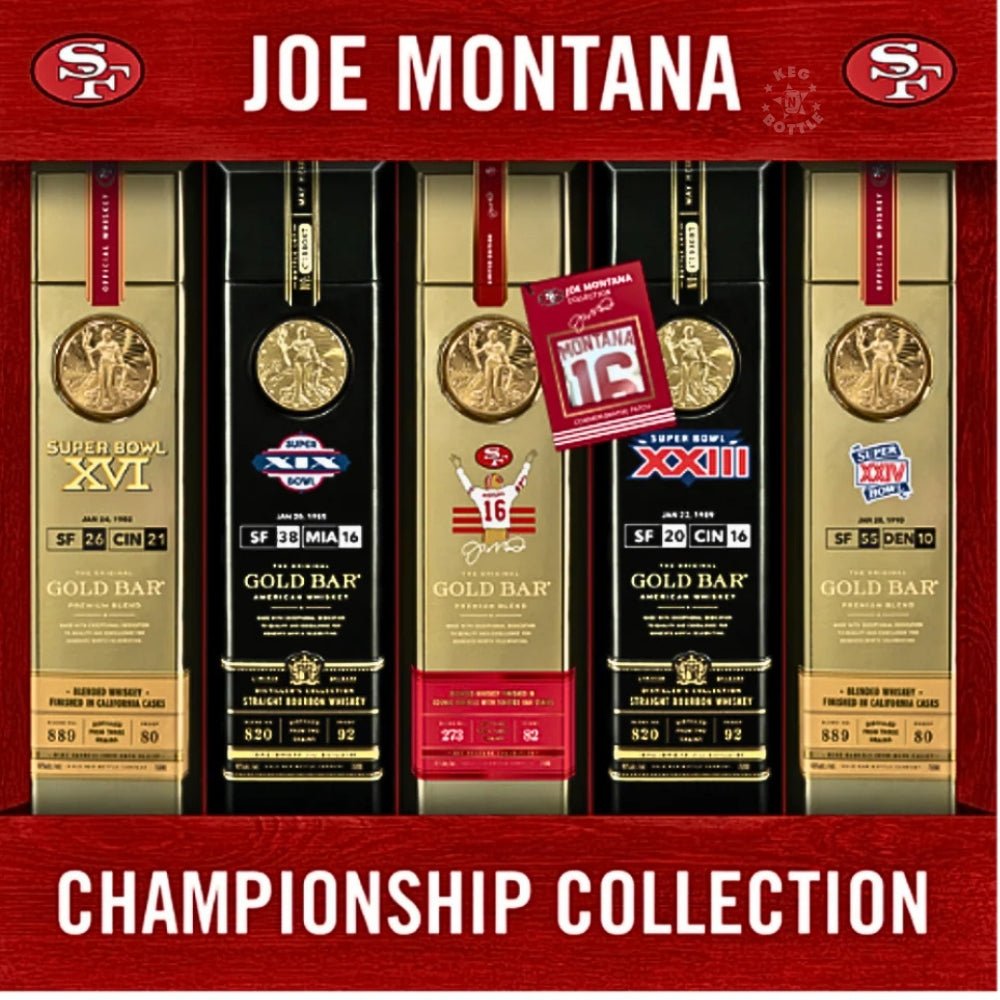 Gold Bar Joe Montana Championship Collection five-bottle gift set.