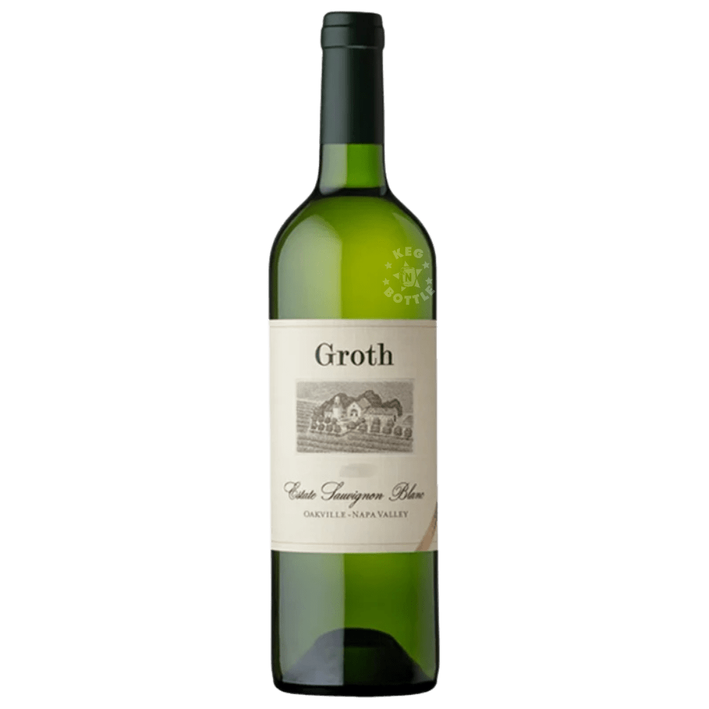 Groth Napa Valley Estate Sauvignon Blanc 750mL green glass wine bottle with a cream-colored Groth label and dark green capsule.