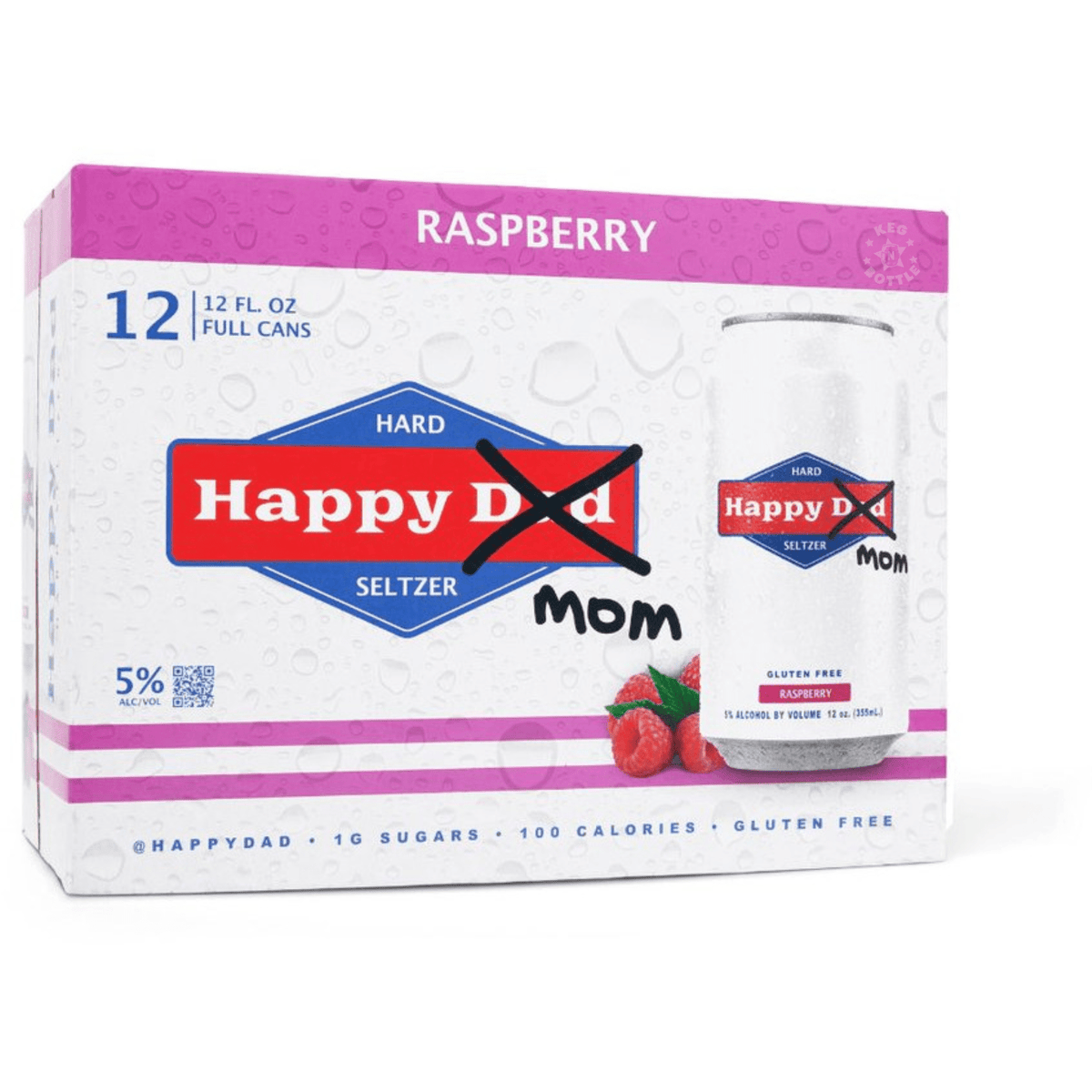 Happy Dad x Happy Mom Raspberry Hard Seltzer (12 Pack) | Keg N Bottle