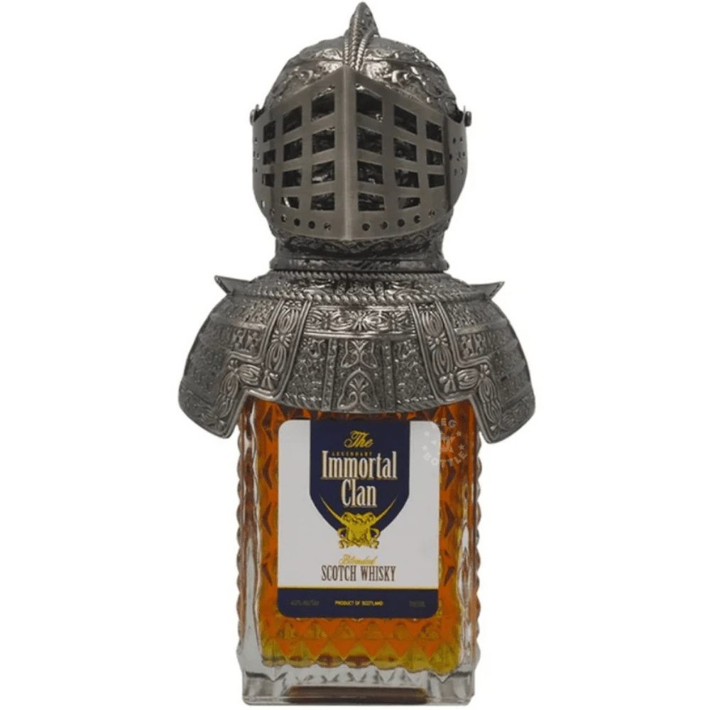 Immortal Clan Scotch Whisky Knight Edition Gift Set 750mL in collectible medieval knight helmet presentation case. 2