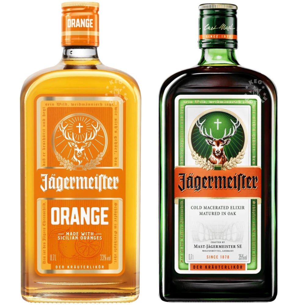 Jägermeister Original and Orange combo pack two bottles 750ml herbal liqueur