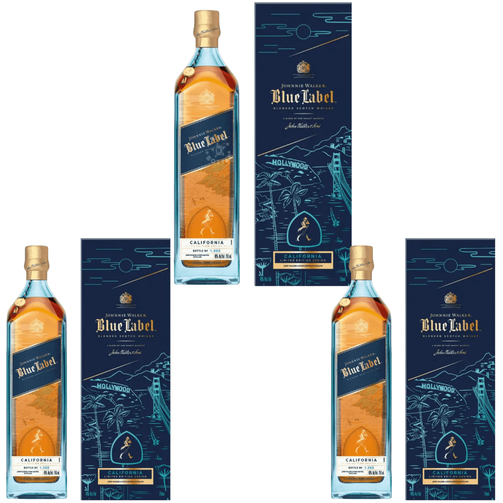 Johnnie Walker Blue Label California Limited Edition Blended Scotch Whisky (750mL) - 3 pack