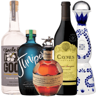 Junipero Gin, Damn Good Vodka, Caymus Cabernet, Clase Azul, & Blanton’s Bundle