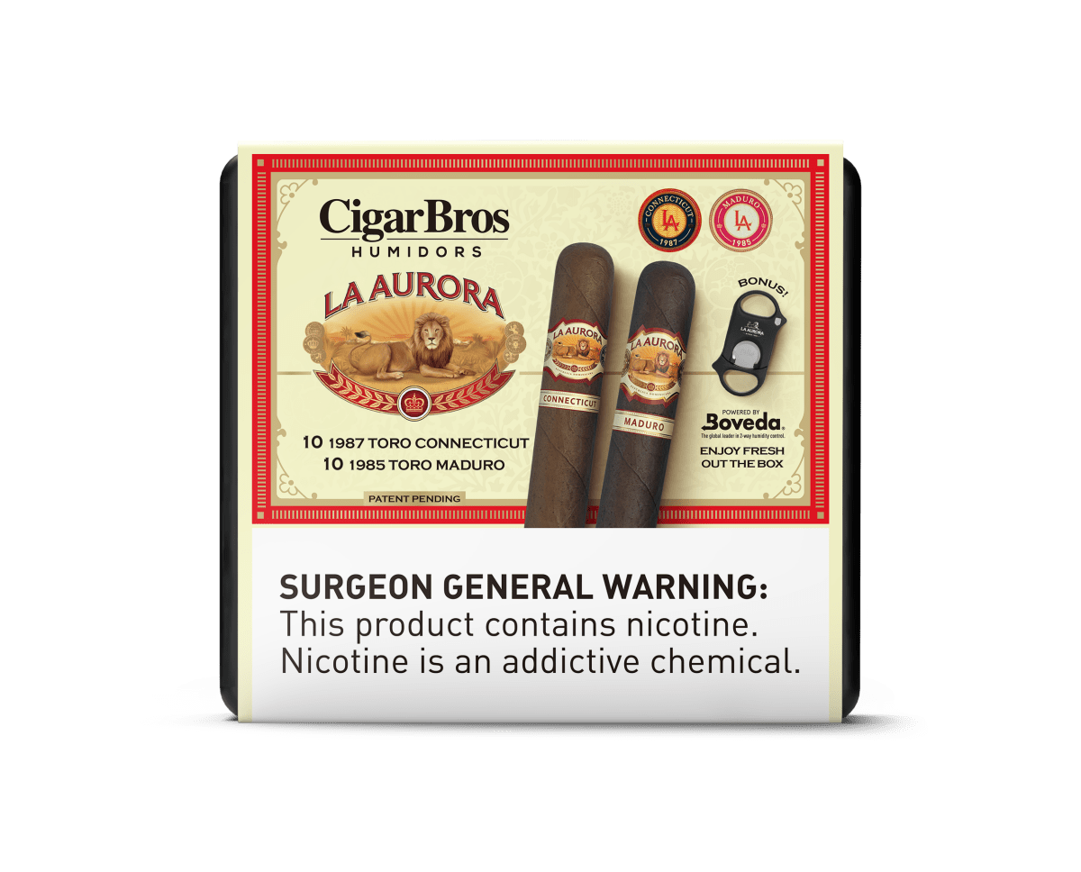 La Aurora Premium Cigars Set + Personal Humidor by CigarBros | Keg N Bottle