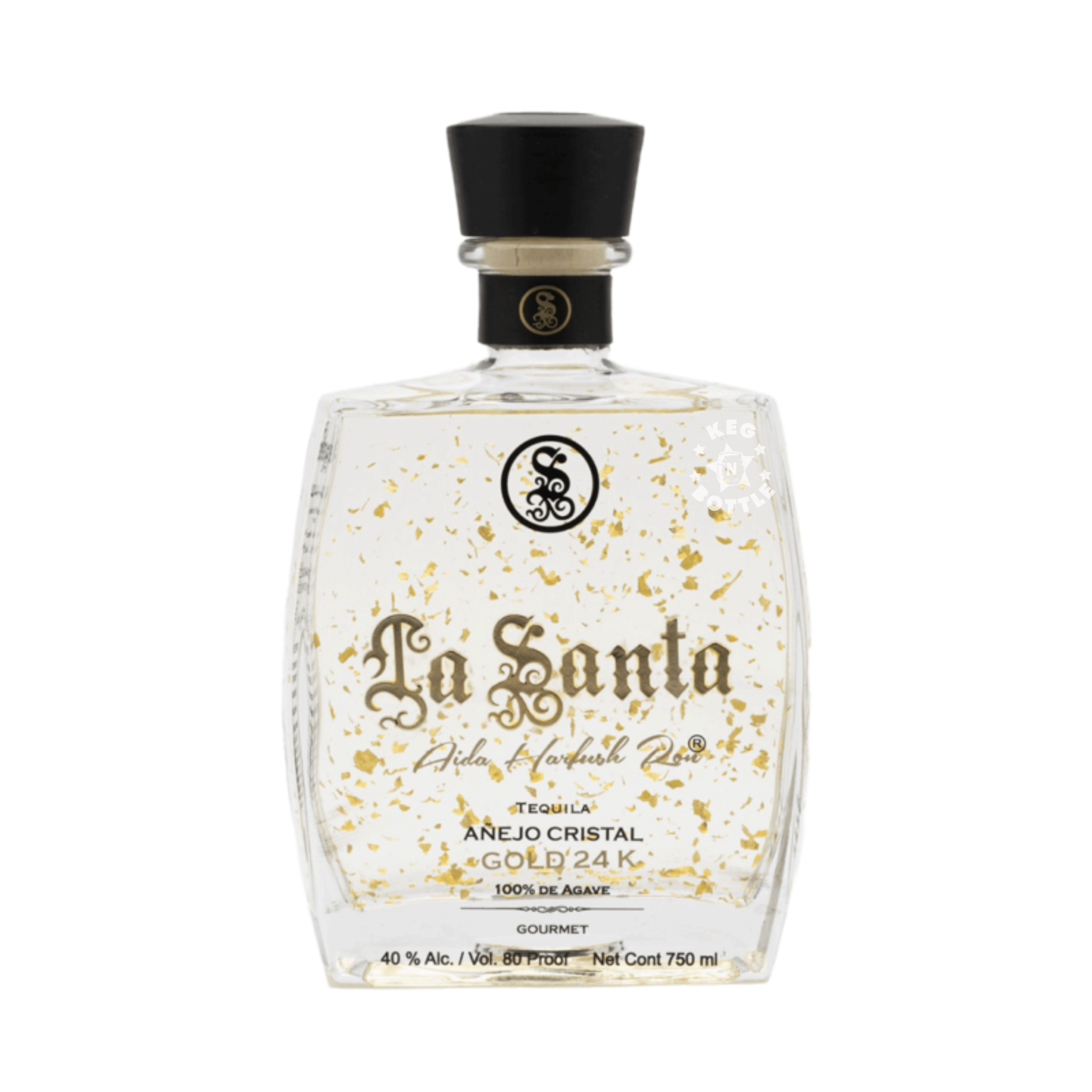 La Santa Anejo Cristalino Gold 24K Tequila (750 ml) - Keg N Bottle