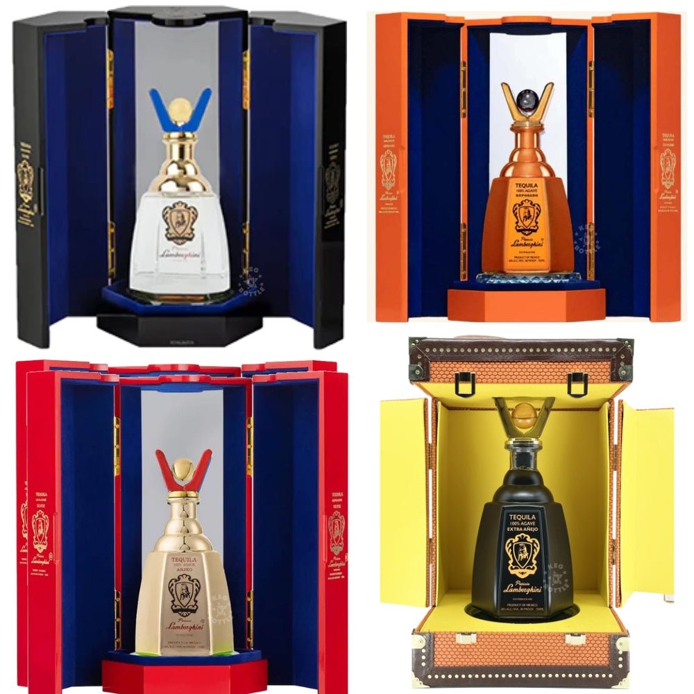 Lamborghini Tequila Combo Pack with four luxury decanters in individual gift boxes