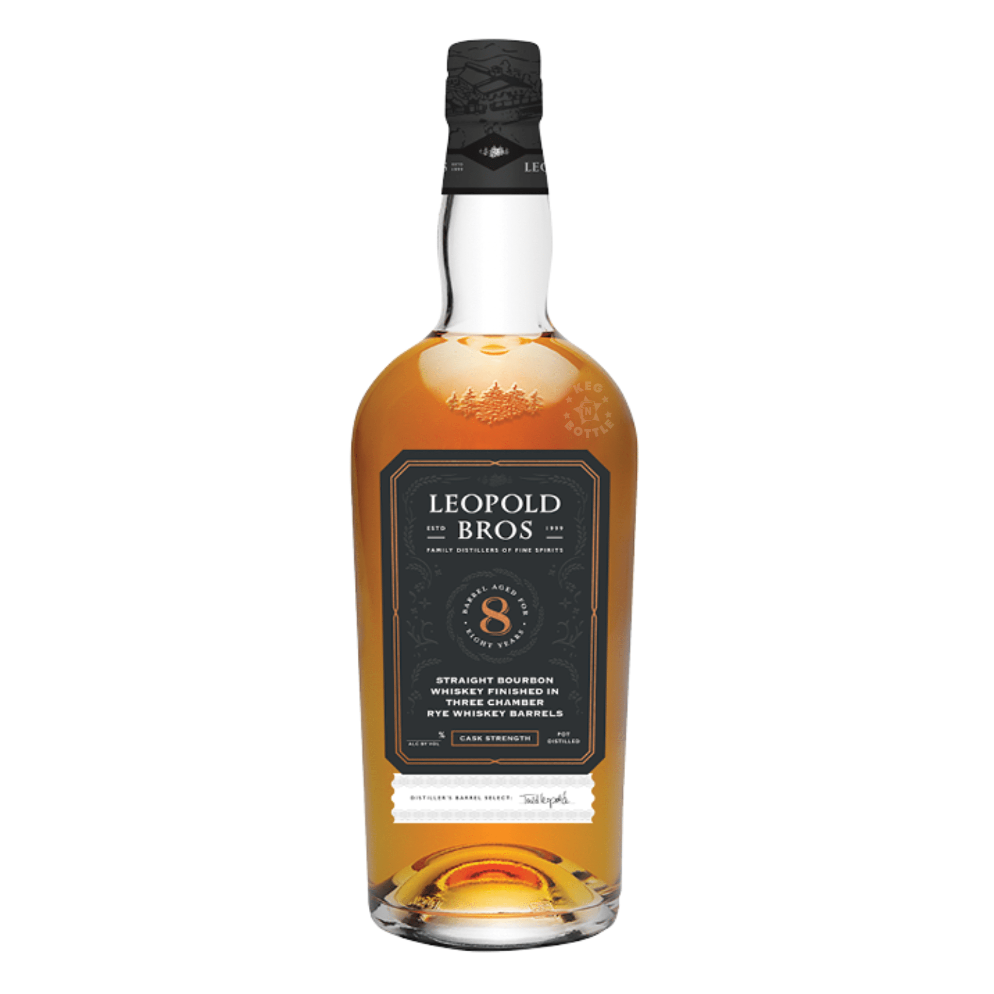 Leopold Bros 8 Year Straight Bourbon Whiskey Finished in Three Chamber Rye Whiskey Barrels (750 mL) - Keg N Bottle