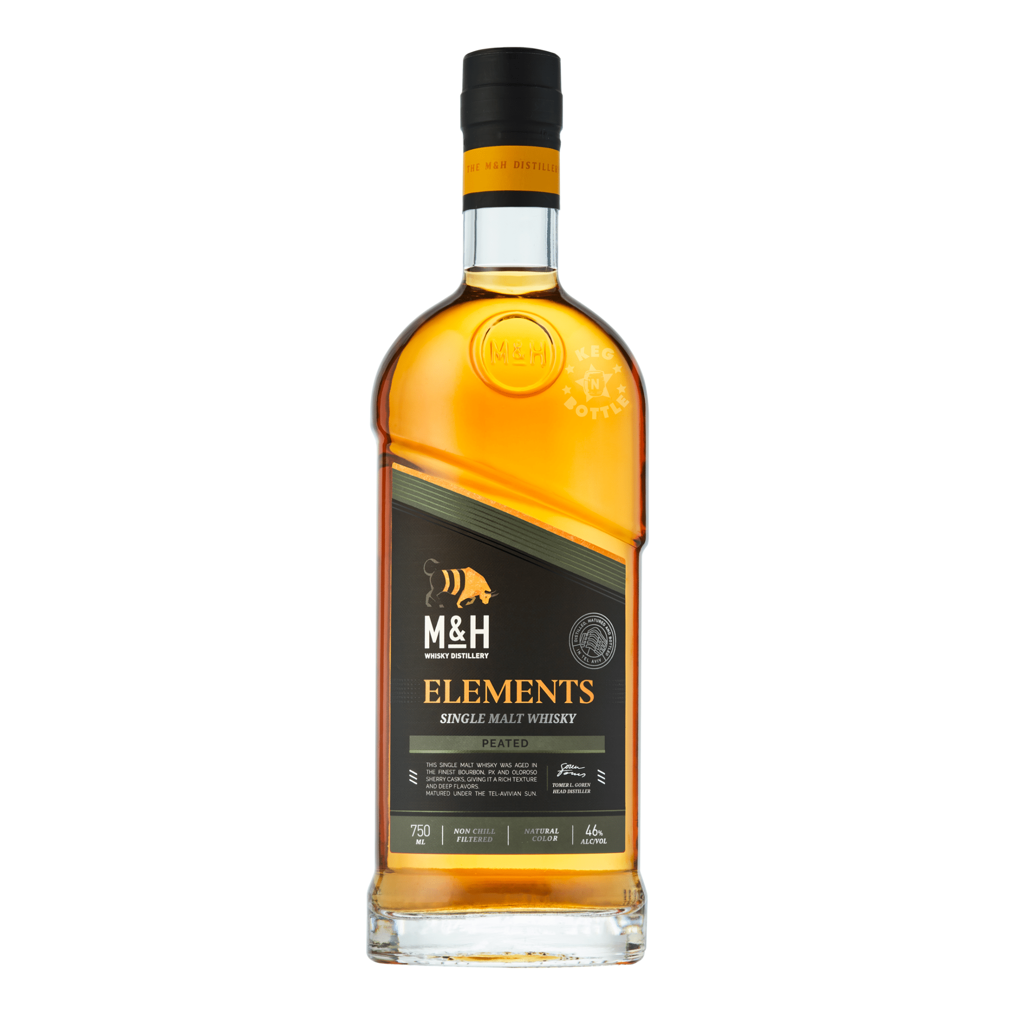 M&H Elements Peated Single Malt Whiskey (750 ml) | Keg N Bottle