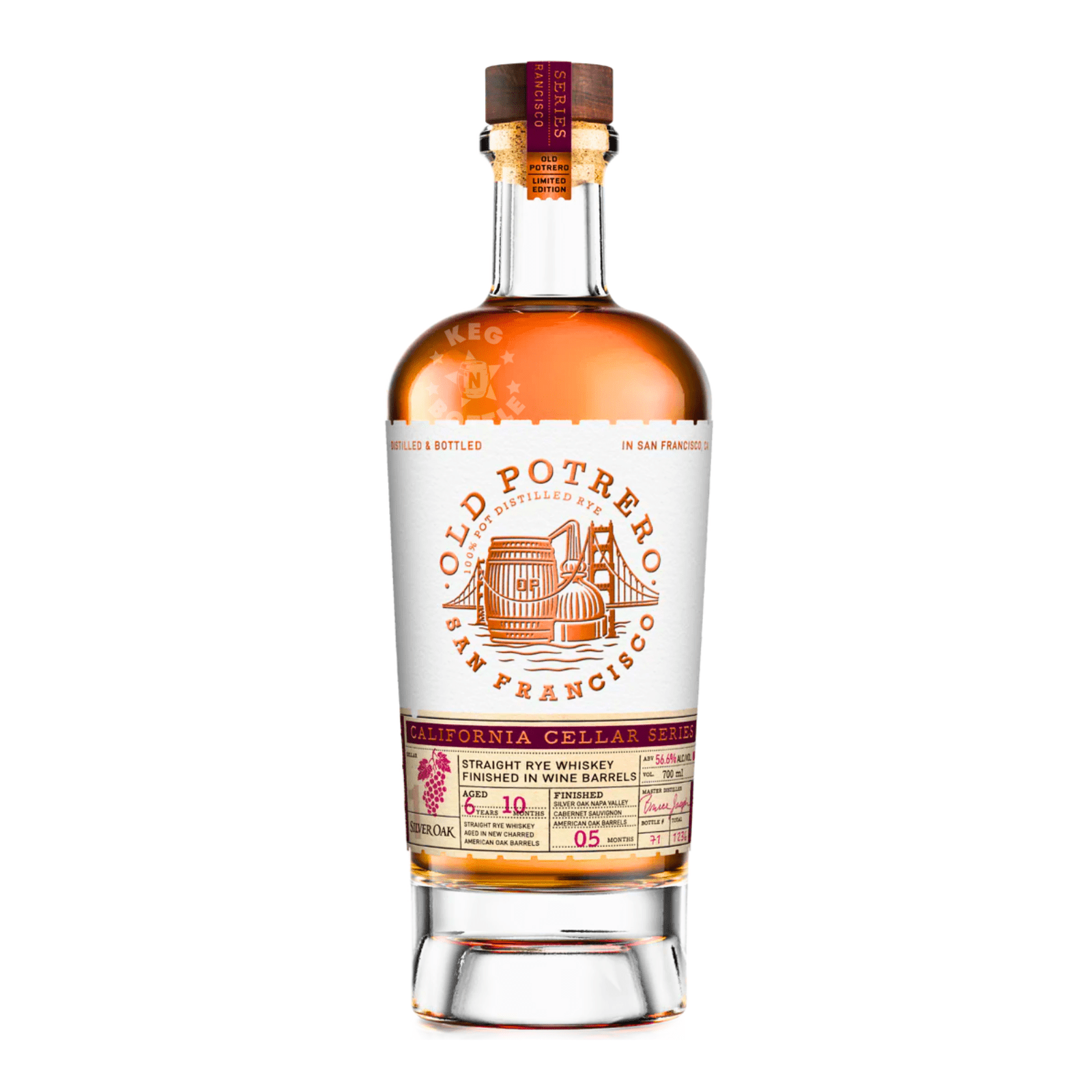 Old Potrero Straight Rye 6yr Whiskey California Cellar Series Silver Oak (700 ml) | Keg N Bottle
