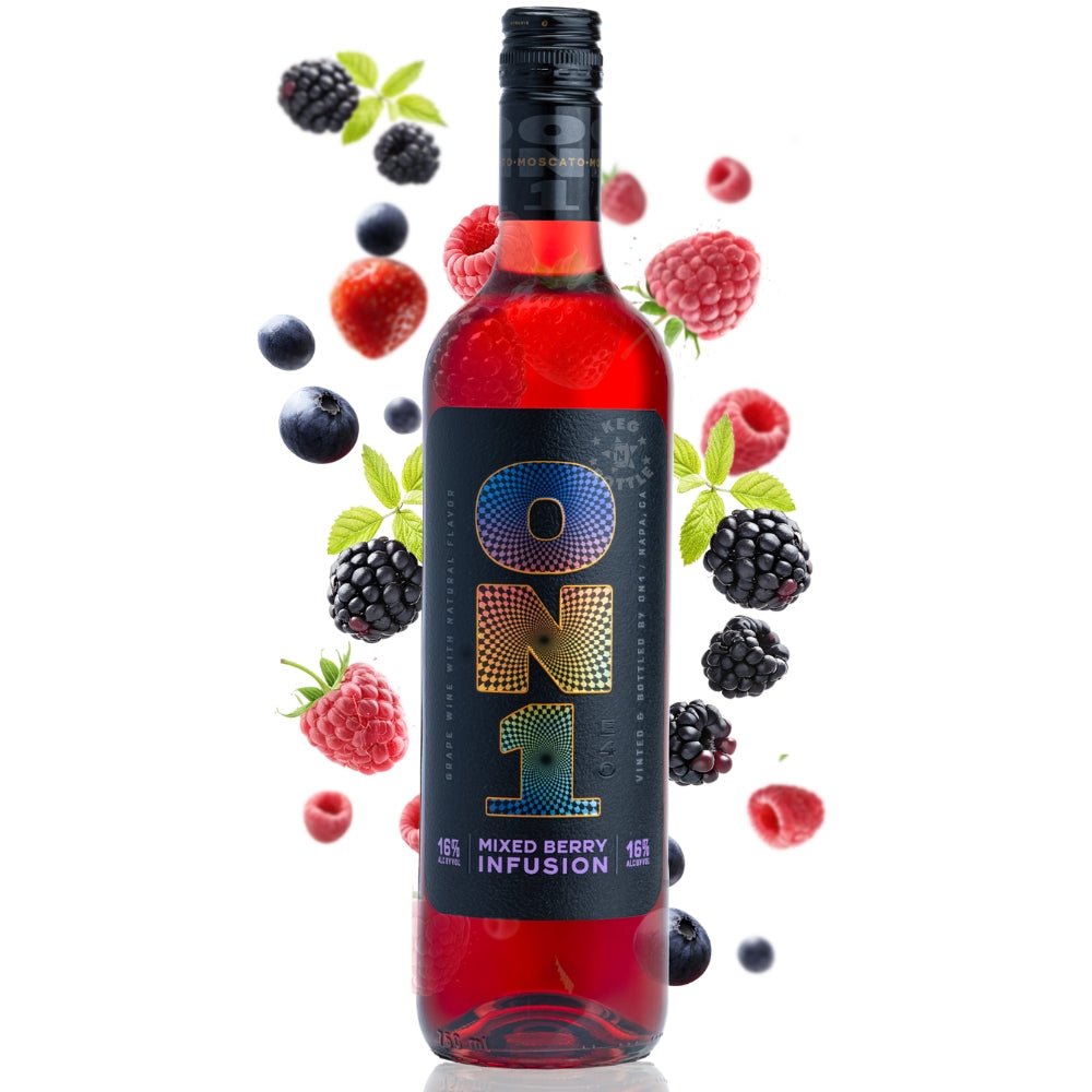 ON1 Mixed Berry Infusion Vodka 750mL bottle with holographic ON1 label and 16% ABV indication 2