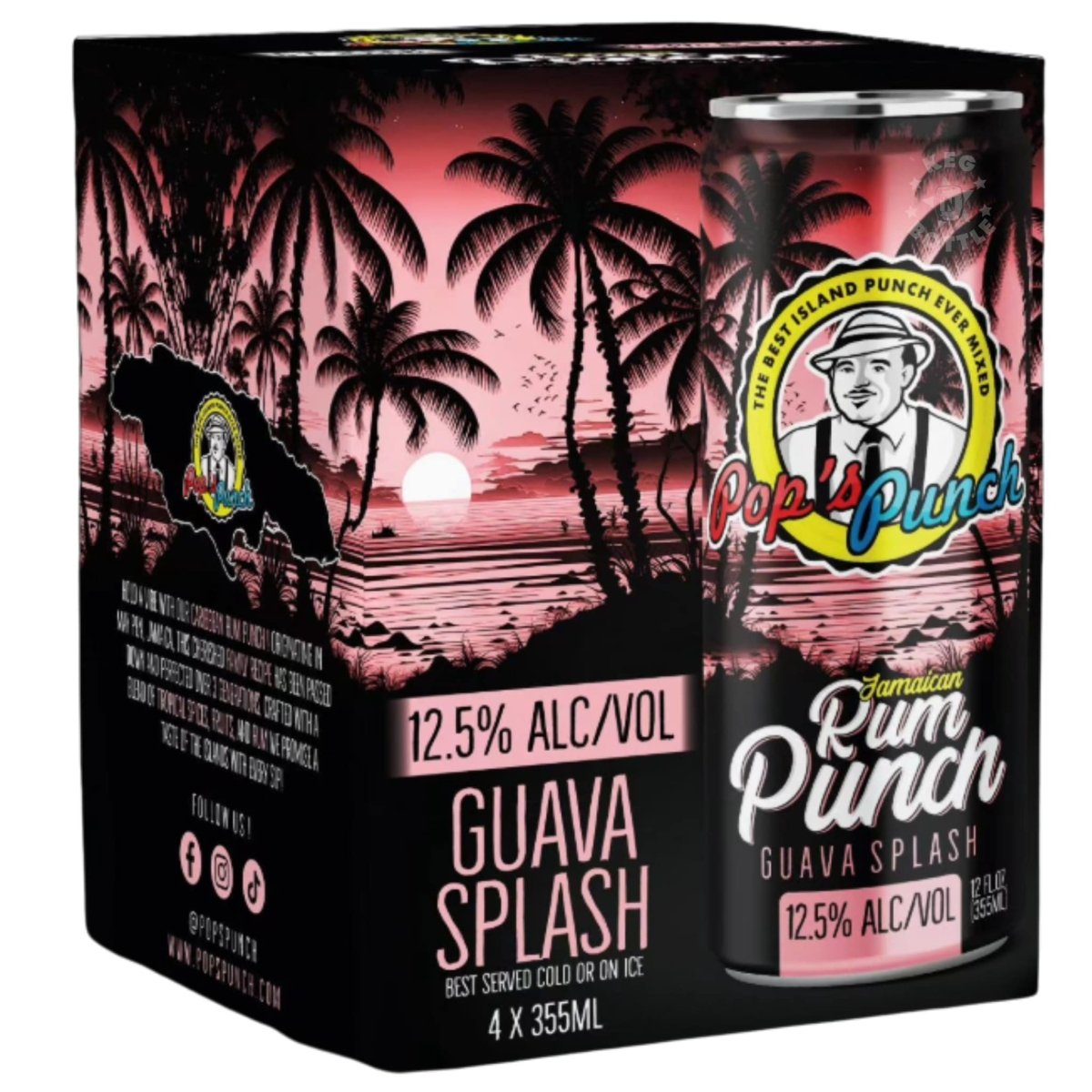 Rum Pop Pop’s Punch Jamaican Rum Punch – Guava Splash (4 x 355 ml) | Keg N Bottle
