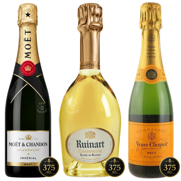 Champagne Prestige Trio Half Bottle Bundle | Moët, Ruinart & Veuve