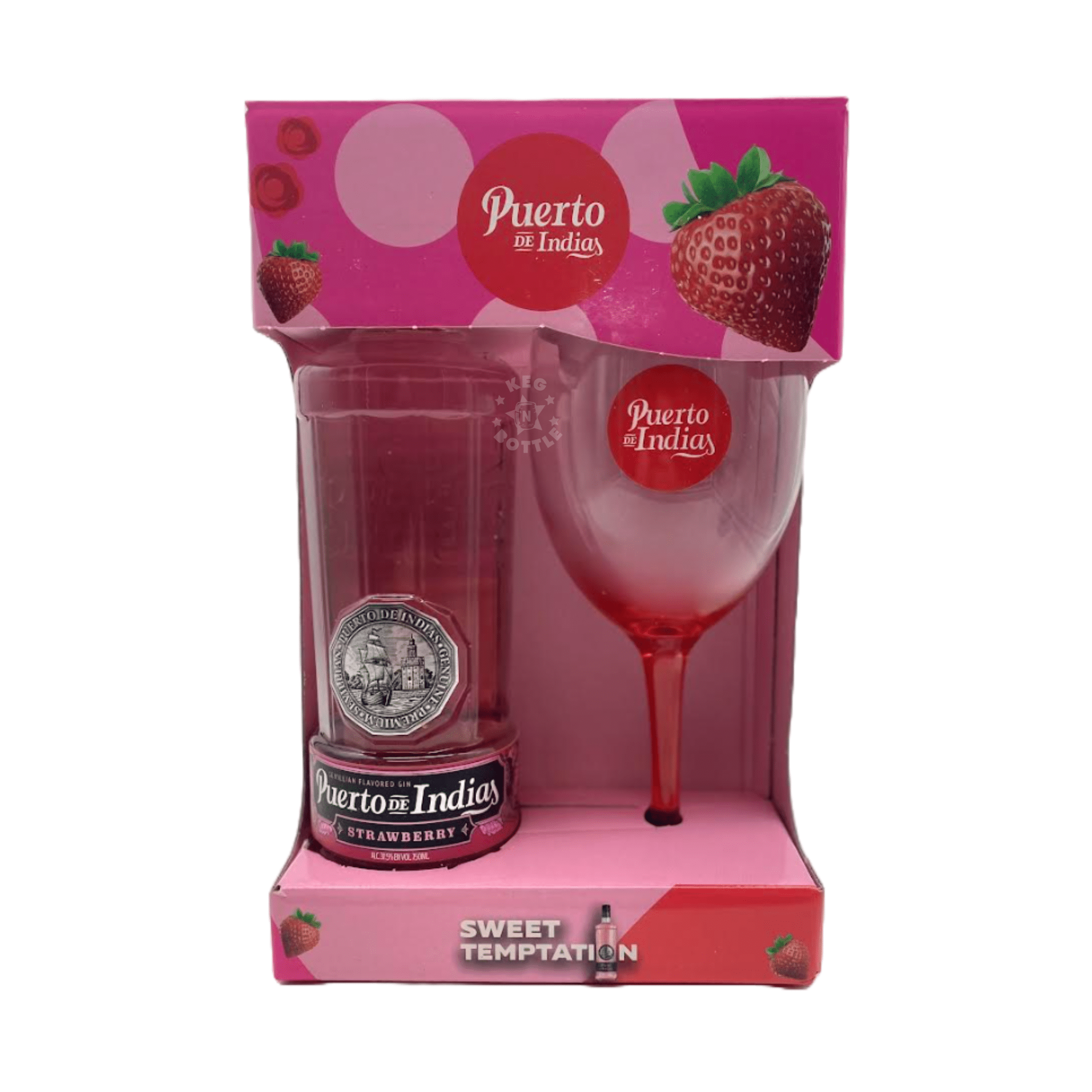 Puerto de Indias Strawberry Gin Gift Pack (750 ml) - Keg N Bottle