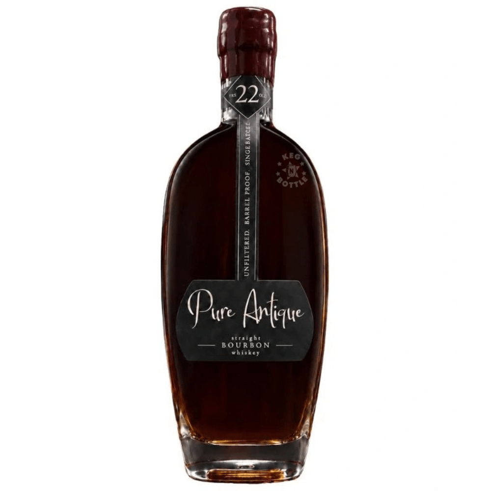Pure Antique 22 Year Straight Bourbon Whiskey 750mL single-barrel unfiltered barrel-proof bottle.