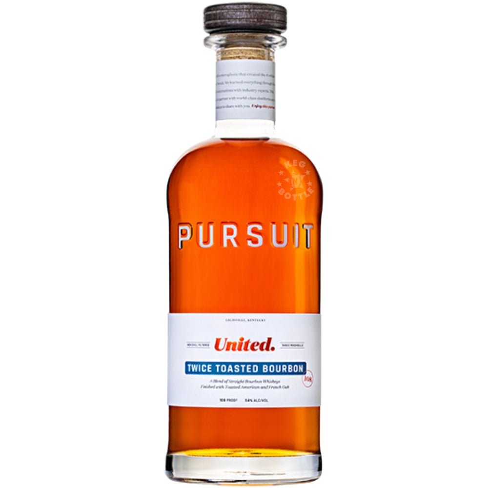 Pursuit United Twice Toasted Bourbon bottle with chocolate and oak notes