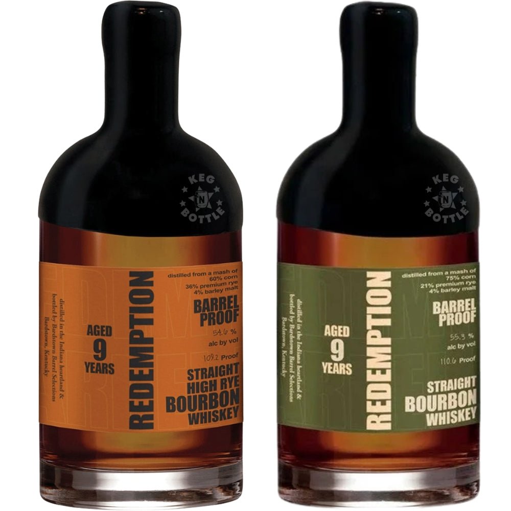 Redemption Barrel Proof High Rye Bourbon + 9 Year Bourbon Bundle (2 x 750 ml) | Keg N Bottle